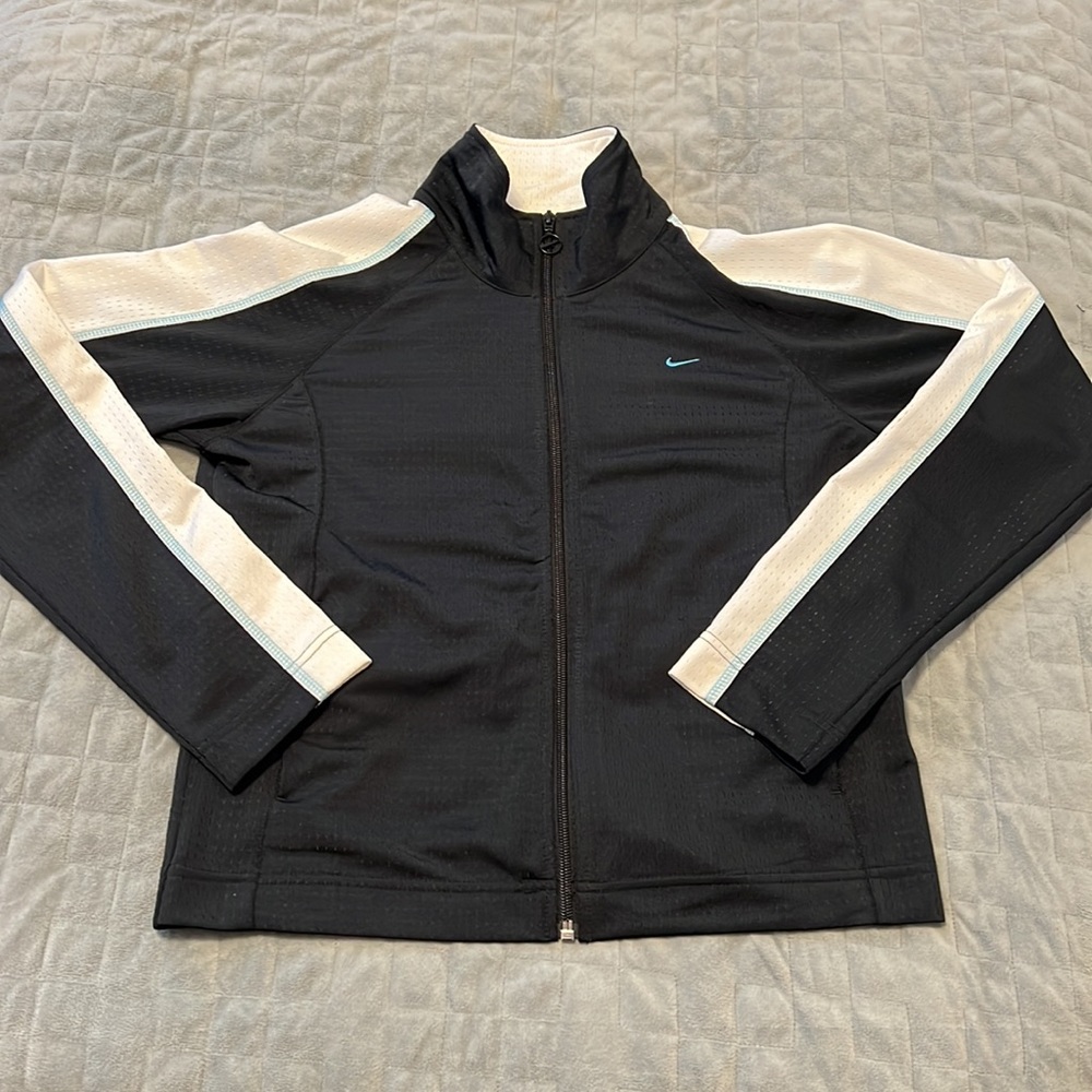 Nike Track Jacket, Black, White, Blue, Mesh, Running, Workout, Size M